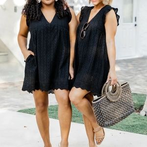 Black Eyelet Babydoll Dress (L)